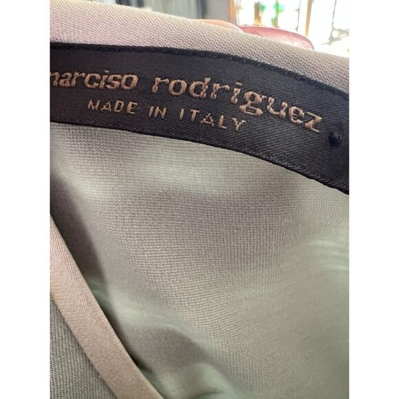 Narciso Rodriguez Sage Green Wool Shift Midi Dress Contrast Piping Size 4 EU 40 - Picture 8 of 15